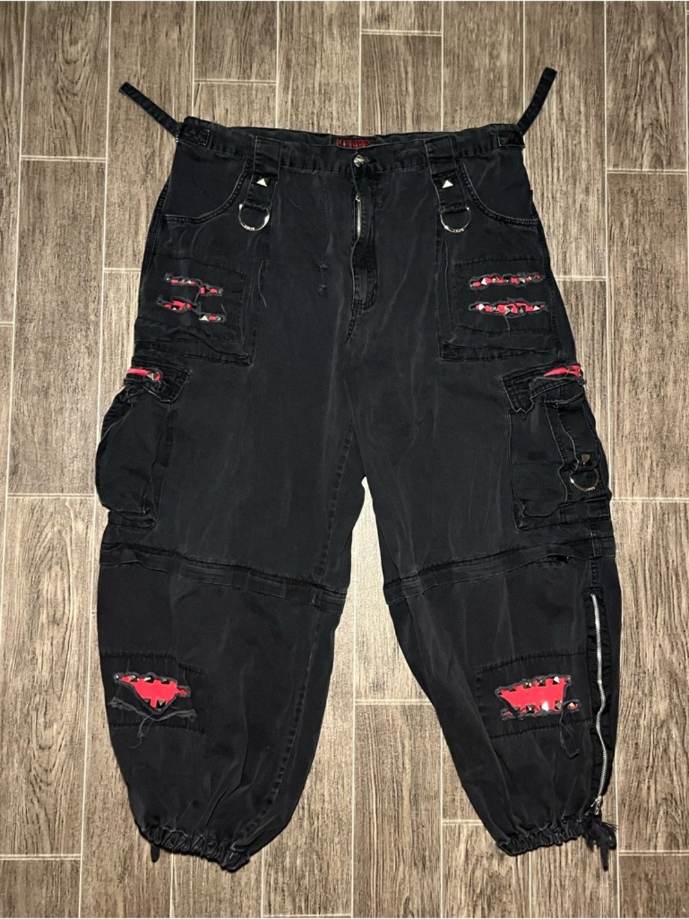 VTG Tripp NYC Wide Leg Baggy Bondage Pants 2X Convertible Skater Punk Rave Goth